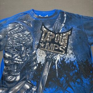 Tapout MPS Men's Blue AOP Graphic Short Sleeve T-Shirt Size Large Y2K